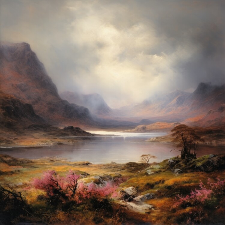 Poster Cloudy Mountain Valley
