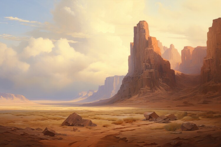 Poster Golden Desert Mesa Panorama