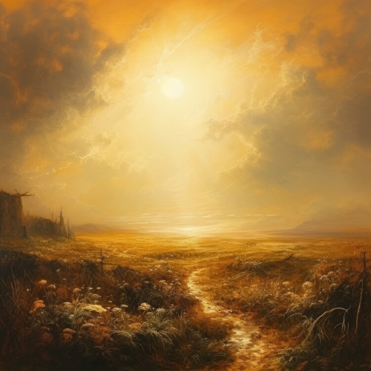 Poster Sunrise Trail in Golden Field
