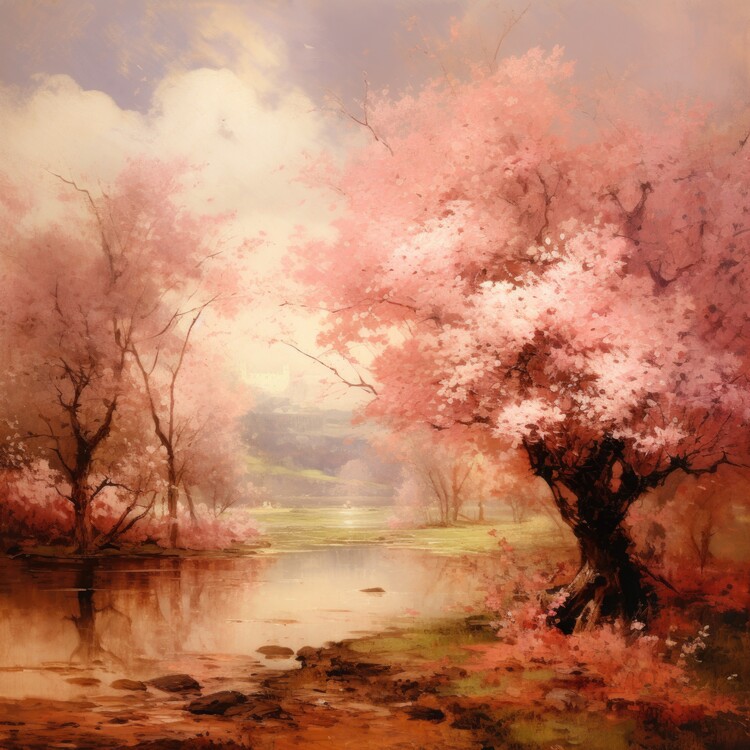 Poster Spring Blossoms by Serene Lake