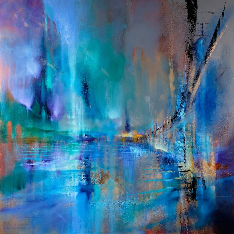 Poster The bridge - green and blue
