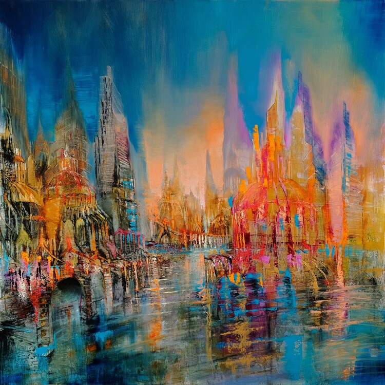Póster The big city at the river side