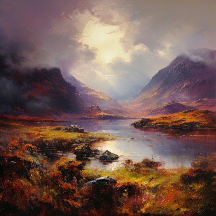 Poster Autumn Mountain Lake Panorama