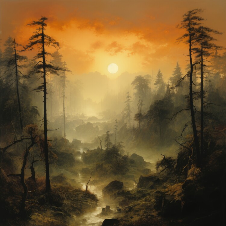 Plakát Mystic Forest Sunset Glow