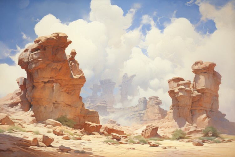 Poster Sunny Desert Rock Formations