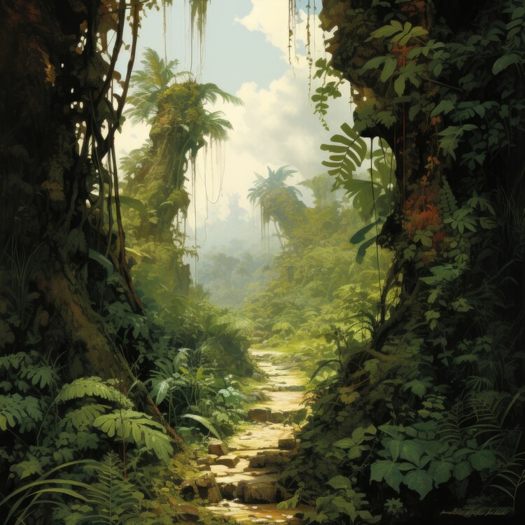 Poster Lush Jungle Pathway