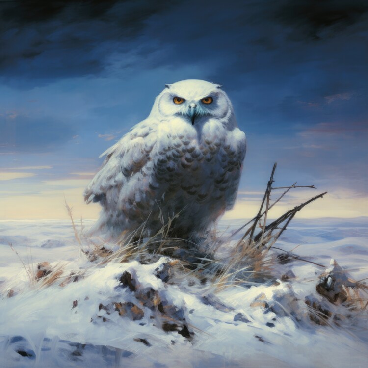Poster Snowy Owl in Winter Majesty