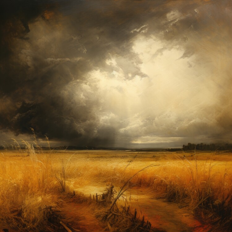 Poster Dramatic Stormy Prairie Scene