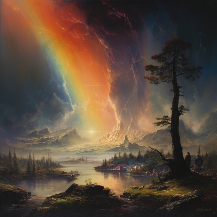 Плакат Spectral Aurora over Lakeside