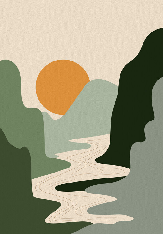 Poster Green Mountains and Susnet