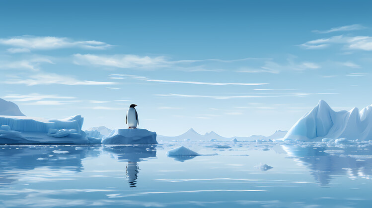 Poster Penguin on ice berg