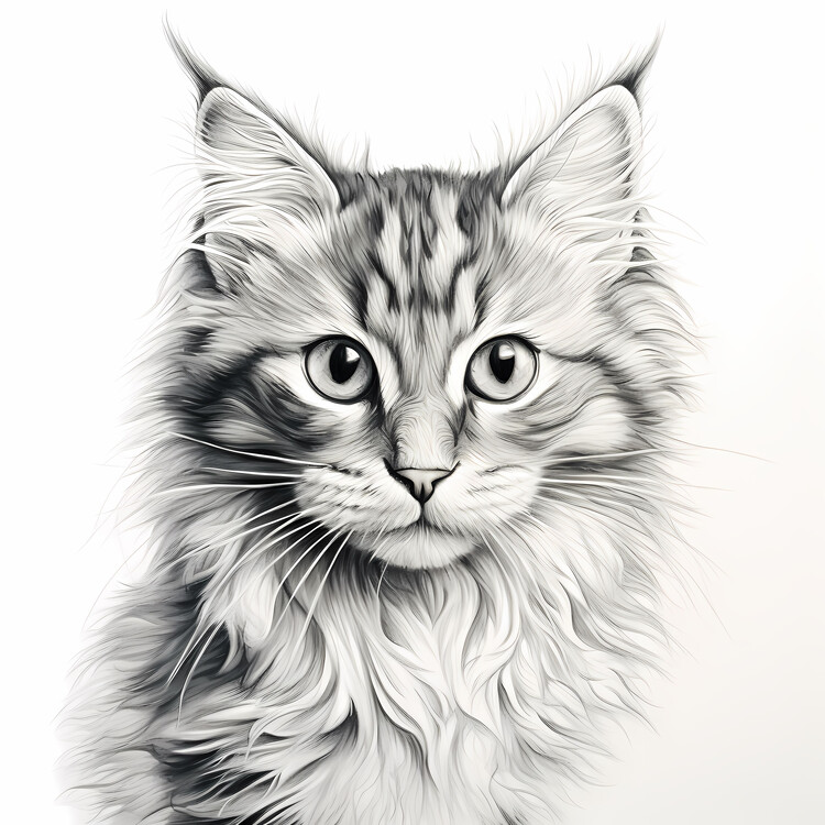 Poster Cat Pencil Drawing