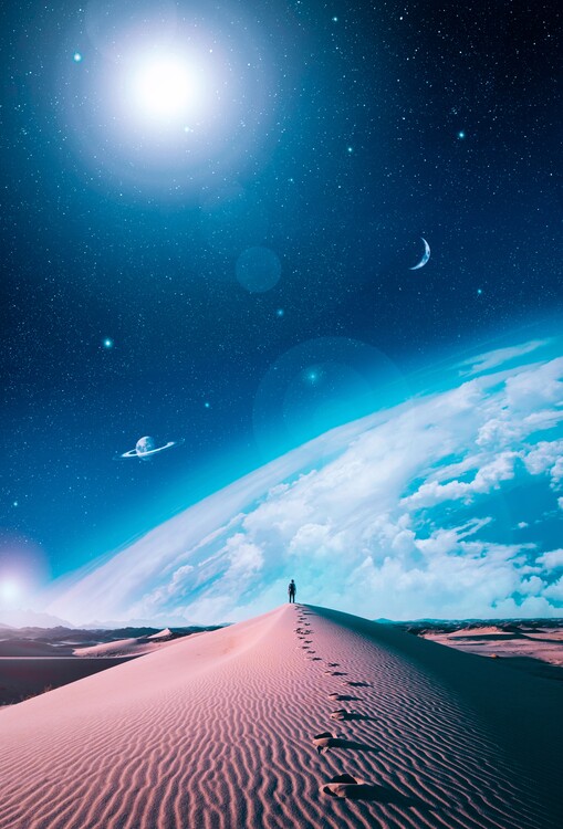 Poster Silhouette Dune and Blue Space
