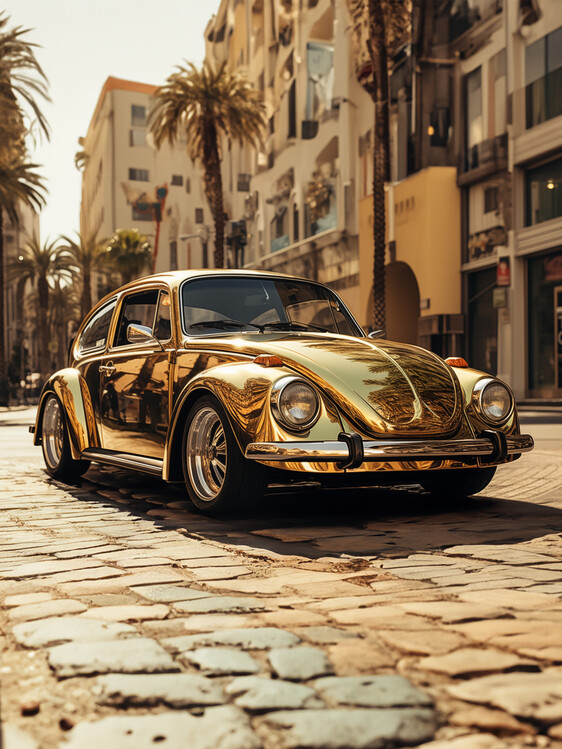 Poster Golden Vintage Style Car