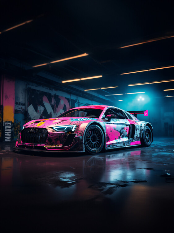 Poster Vapor Wave Style Sports car
