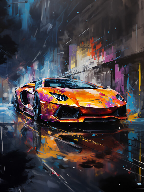 Poster Golden Vintage Style Car