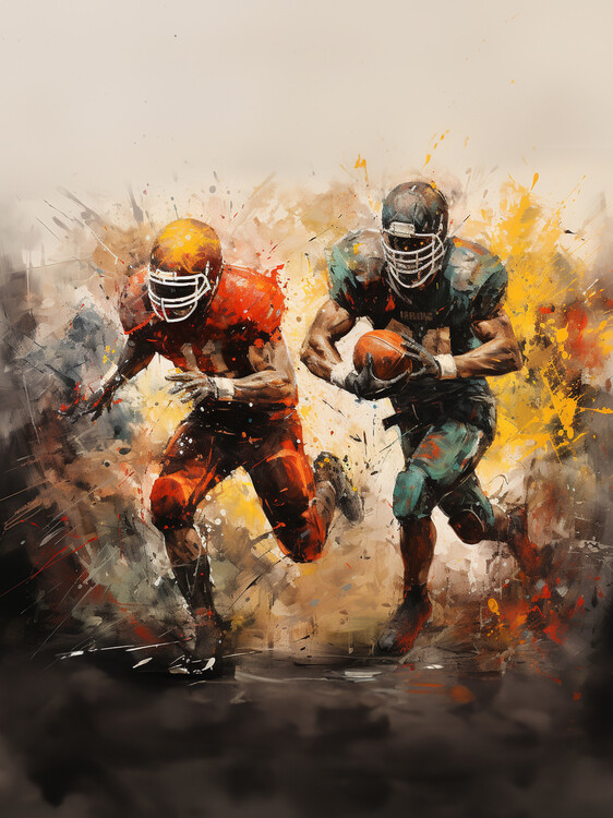 Poster American Football Players Graffiti Style