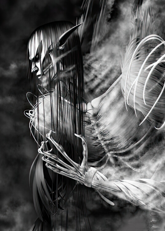 Canvas Print Attack in black and white