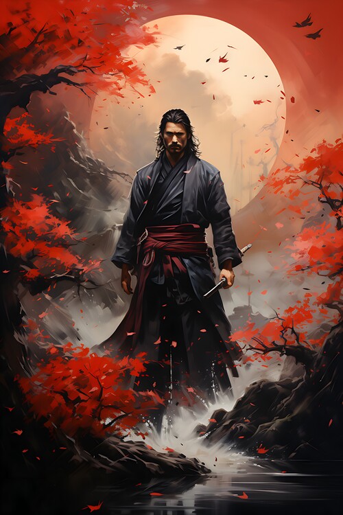 Poster Waterfall Samurai
