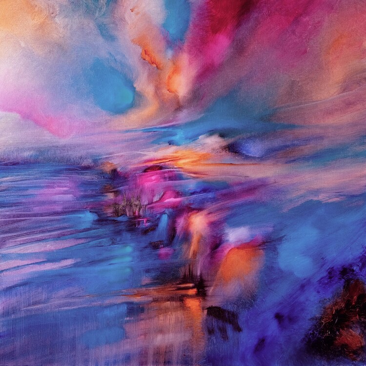 Plakát The sun and the wind - pink landscape