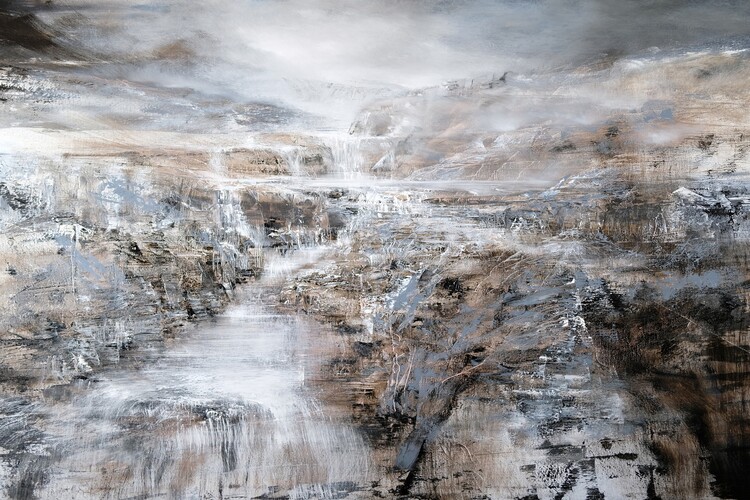 Plakát Elements - abstract water landscape in black and white