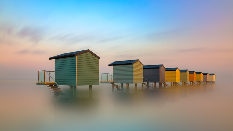 Levně Plakát, Obraz - Beach huts, Boterman Patrick, 40 × 22.2 cm