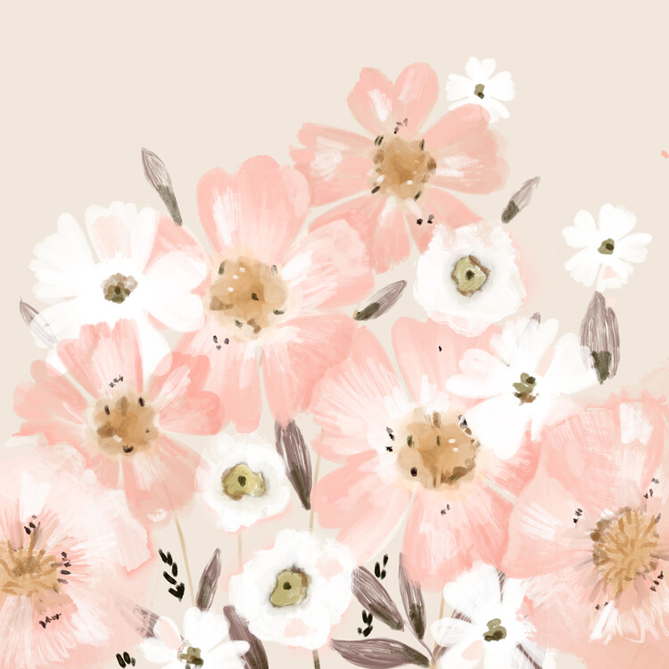 Poster Delicate floral - pink