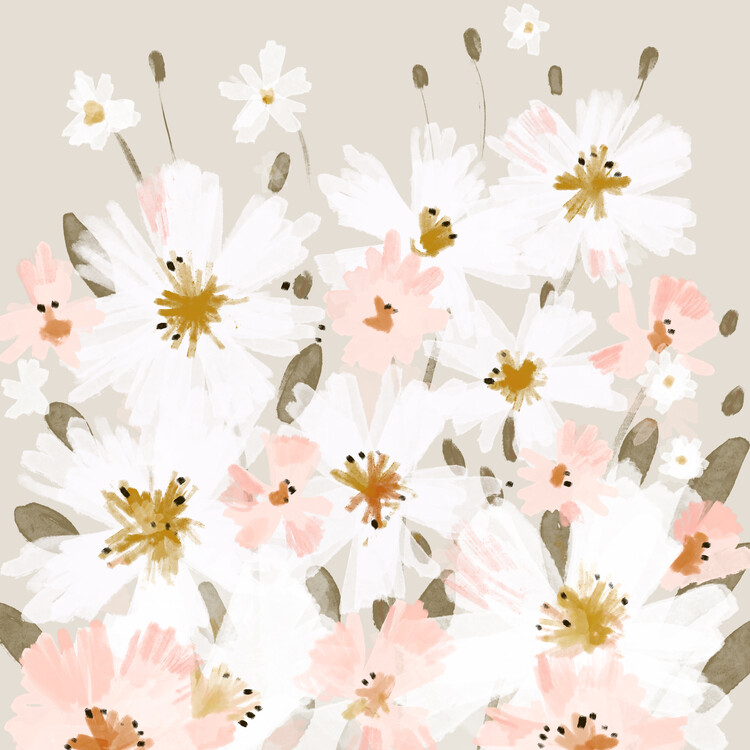 Poster Delicate floral - White