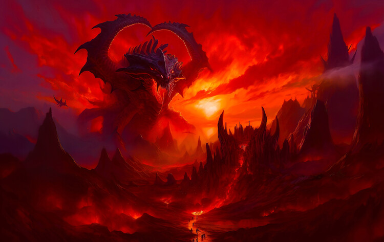 Poster Dragon in Burning Flames