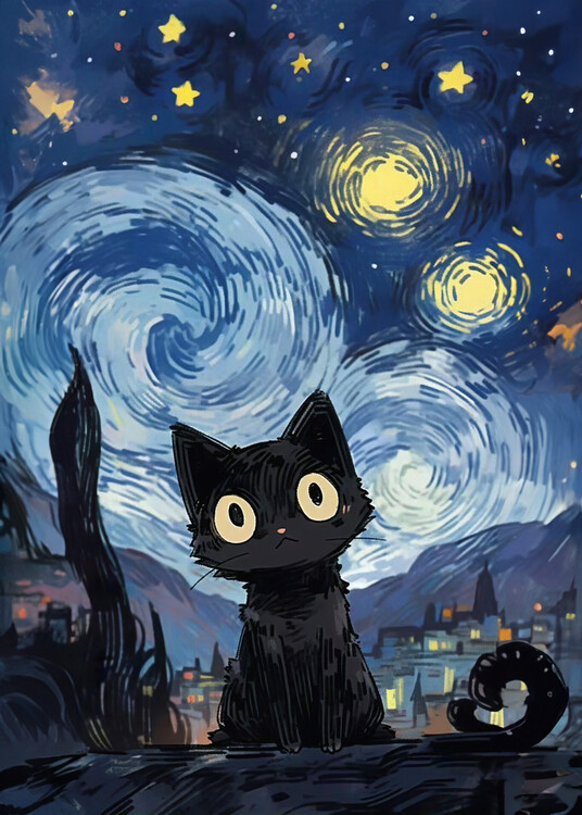Poster Cat under the Stars