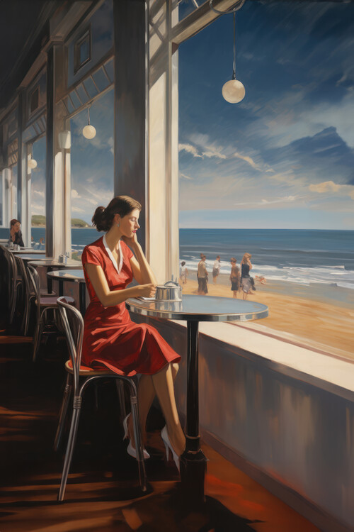 Poster The girl of contemplation style of Edward Hopper