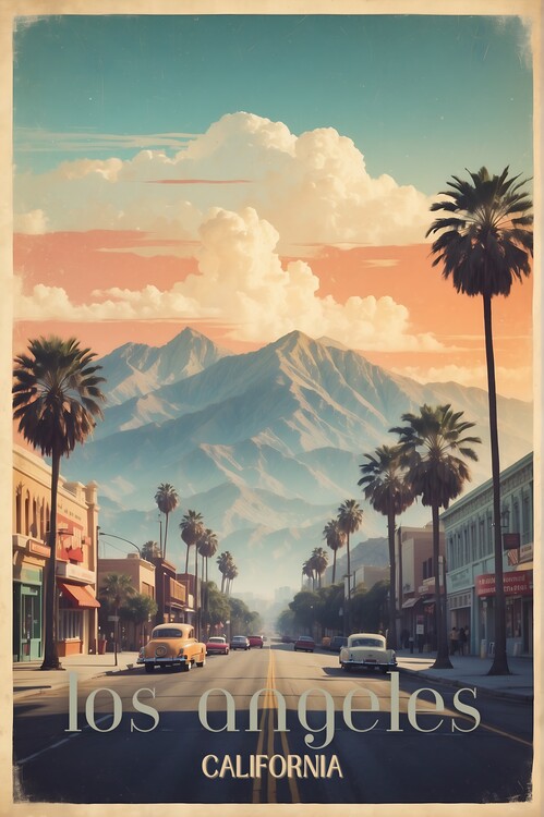 Poster Capturing Glamour: Vintage Travel Poster of Los Angeles