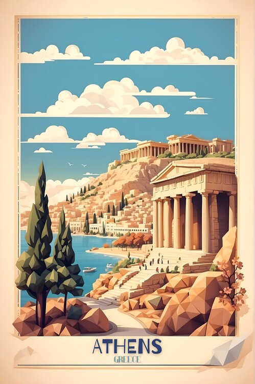 Poster Athens Vintage Travel Poster: Grecian Splendor Poster