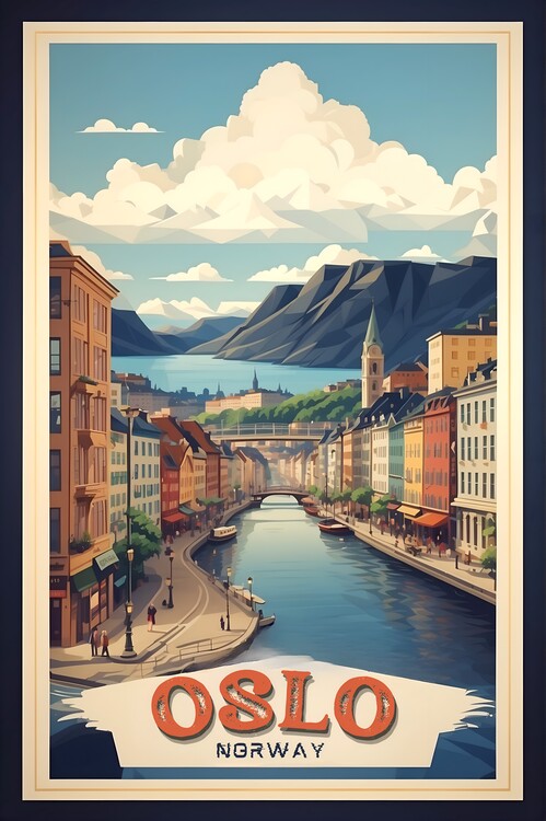 Poster Vintage Oslo Poster: Nostalgic Norwegian Charm Poster