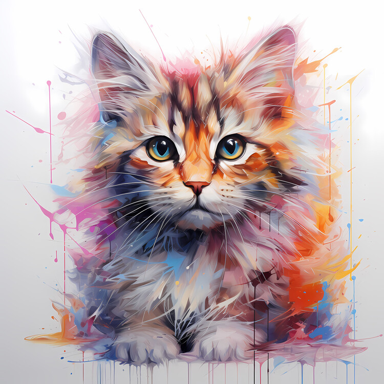 Poster Colorful pinkish Cat