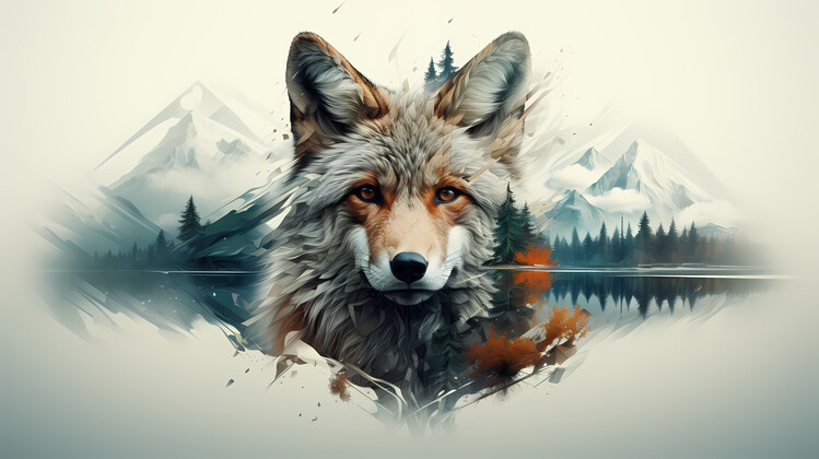 Poster Fox and Mountains