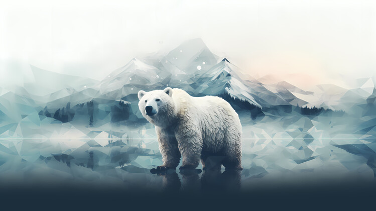 Plakat Polar Bear in Mountains