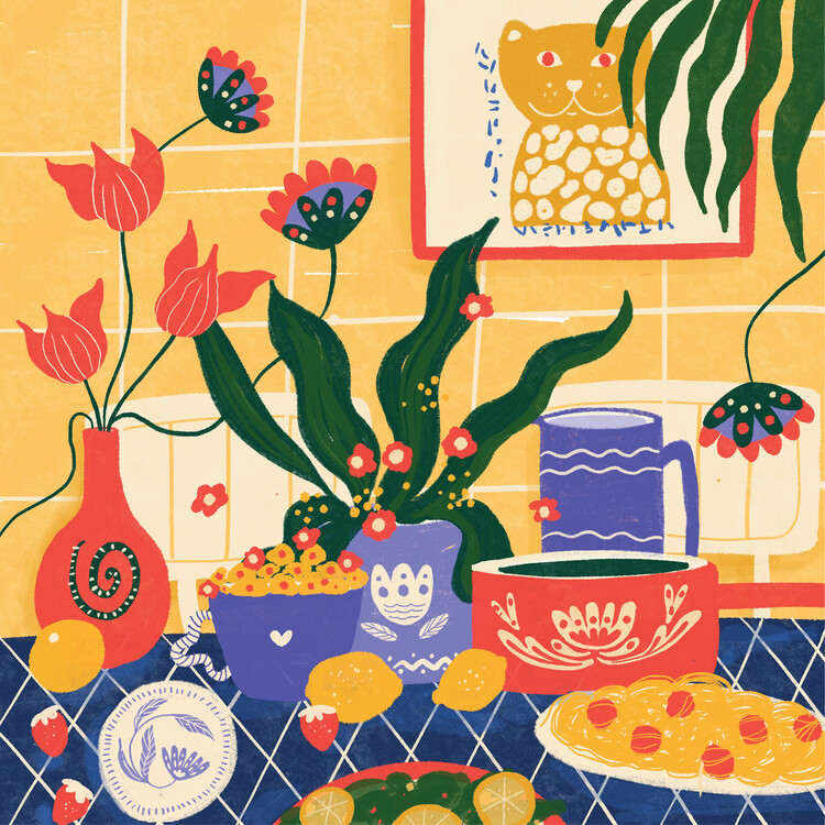 Levně Plakát, Obraz - Summer Lunch, Shriya Bhattacharya, 40 × 40 cm