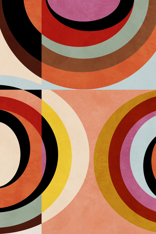 Poster Warm Colors Bauhaus Geometry3