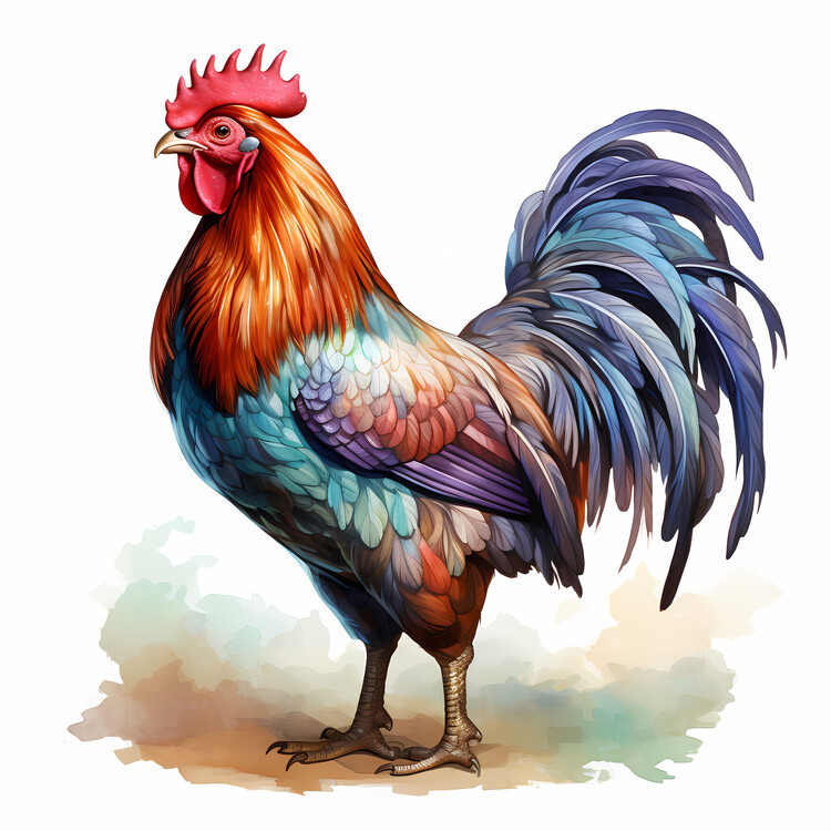 Poster A watercolor chicken