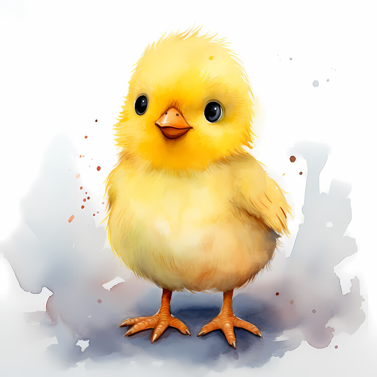 Bild auf Leinwand A watercolor painting a little yellow chick