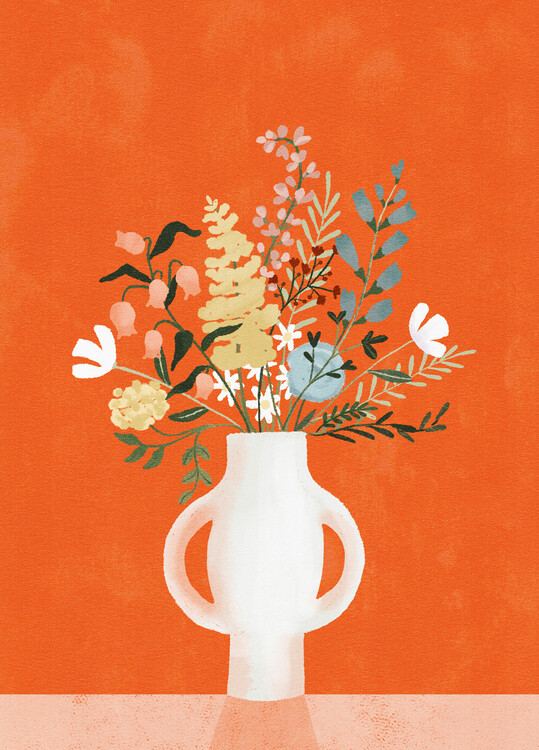 Plakát Flowers in Vase, Red