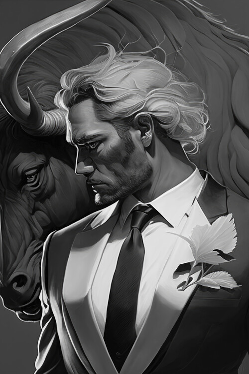 Plakat Man and bull