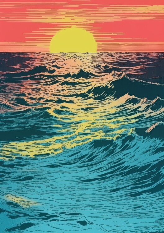 Poster Meer Poster Pop Art Sonnenuntergang Kunstdruck