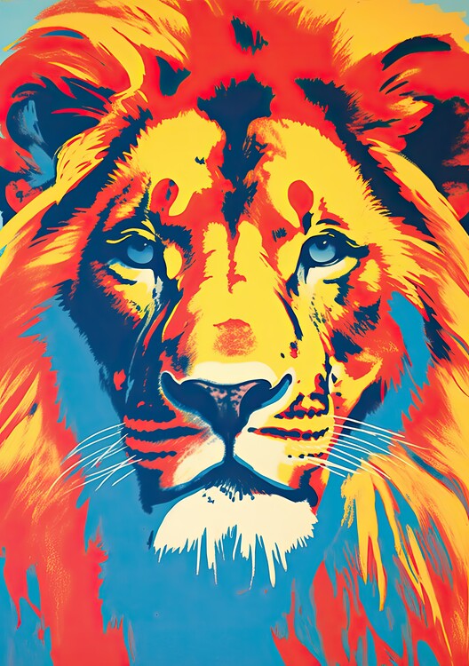 Póster Löwe Poster Pop Art Kunstdruck