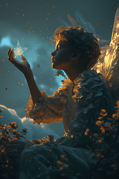 Poster Angel picking up a star