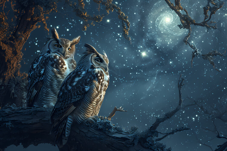 Poster Owls during night time