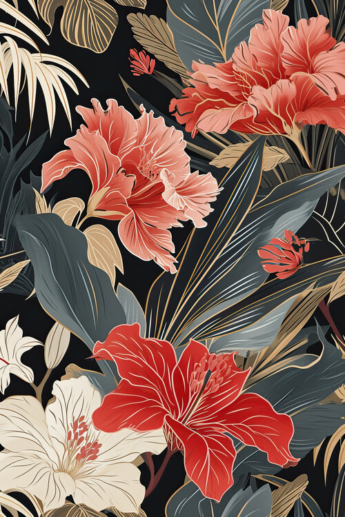 Plakat Vintage style flowers background