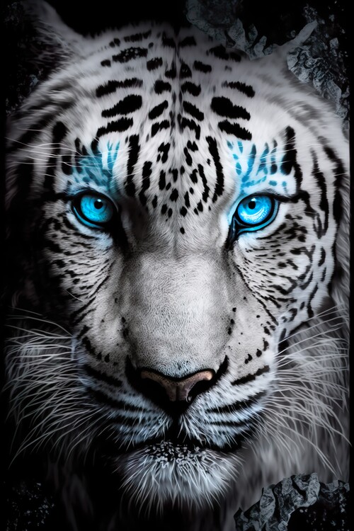 Poster White Tiger with blue eyes