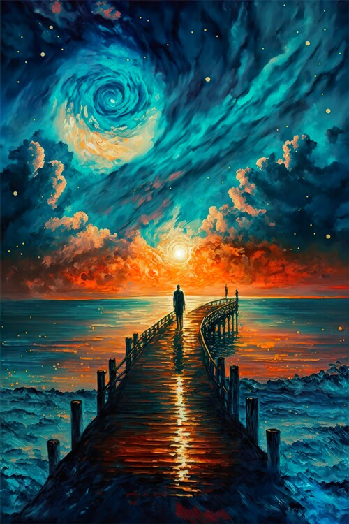 Poster Bridge to the Ocean Oil Painting